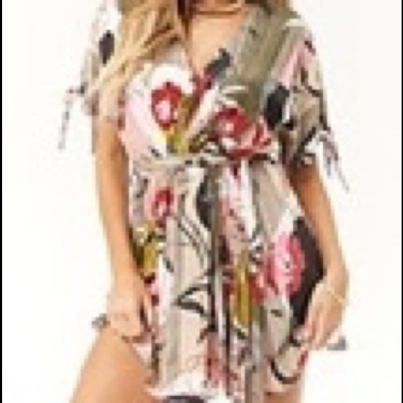 NWT I.Madeline Floral Stripped Wrap Dress - Picture 2 of 7